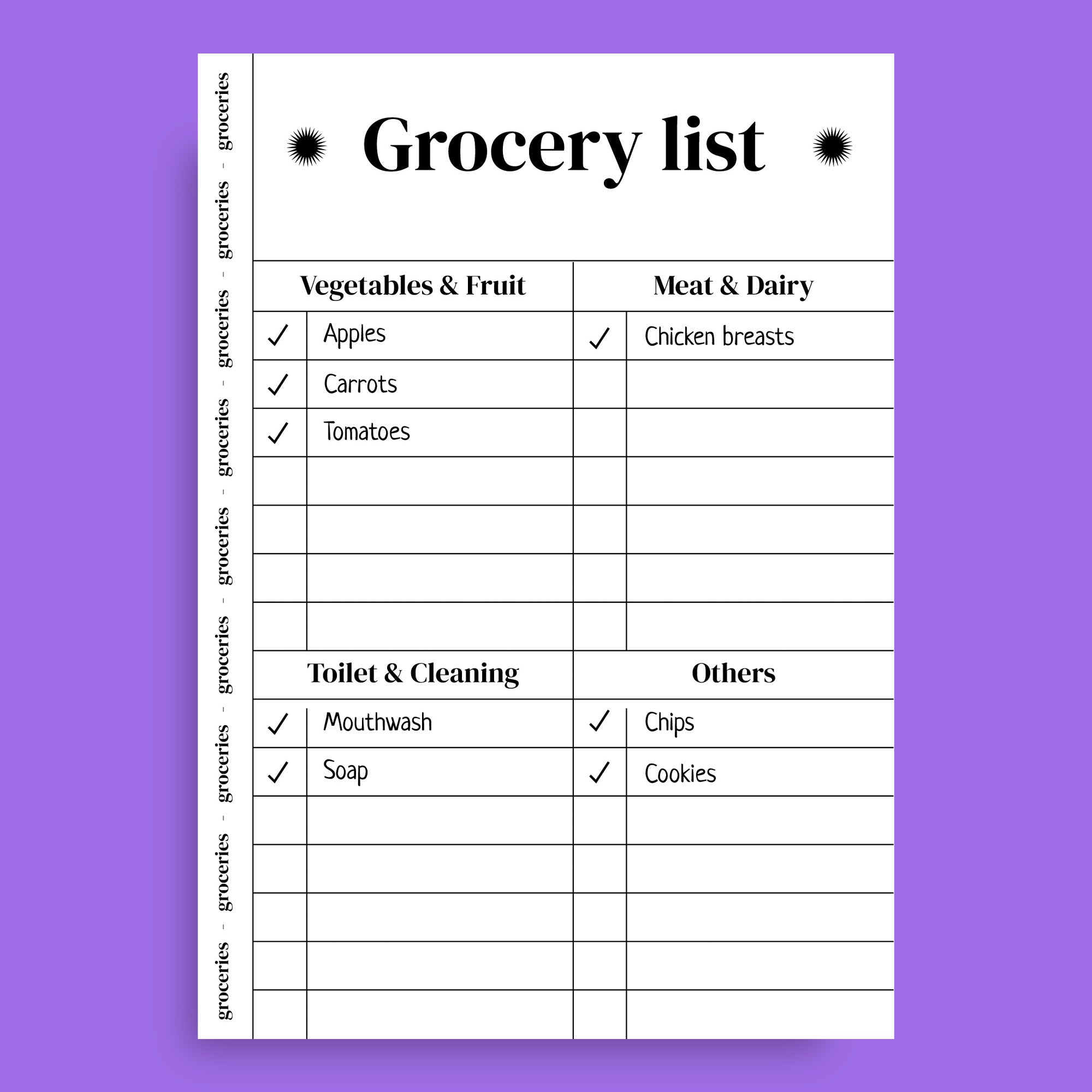 Grocery List Template