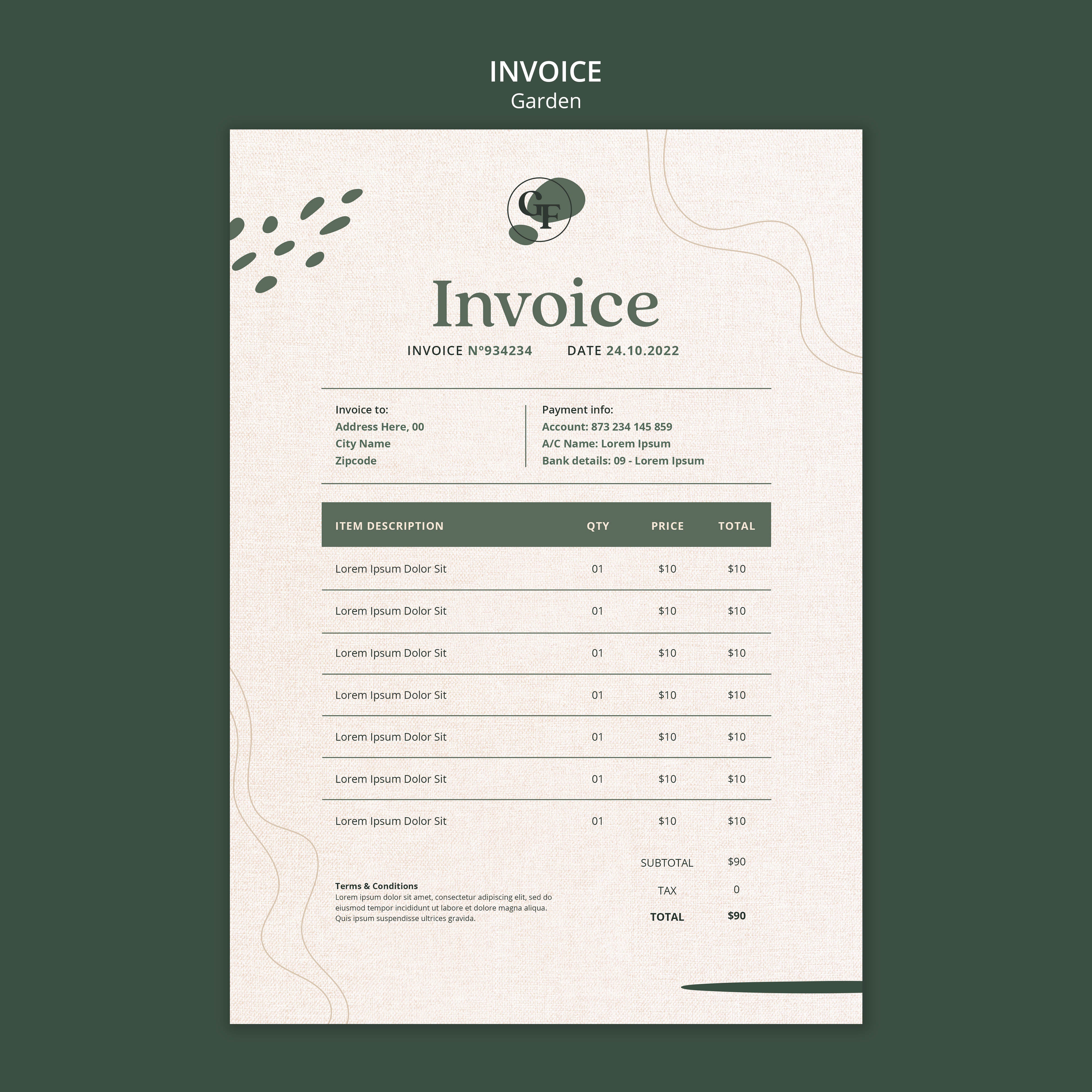 Gardening Invoice Design MG Template V11