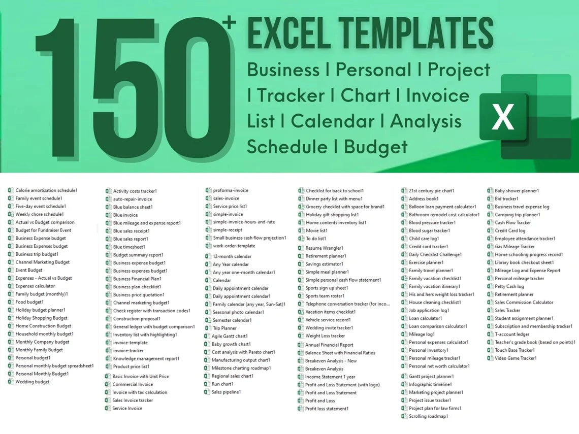 150 Essential Excel Templates: Streamline Your Business, Personal, and