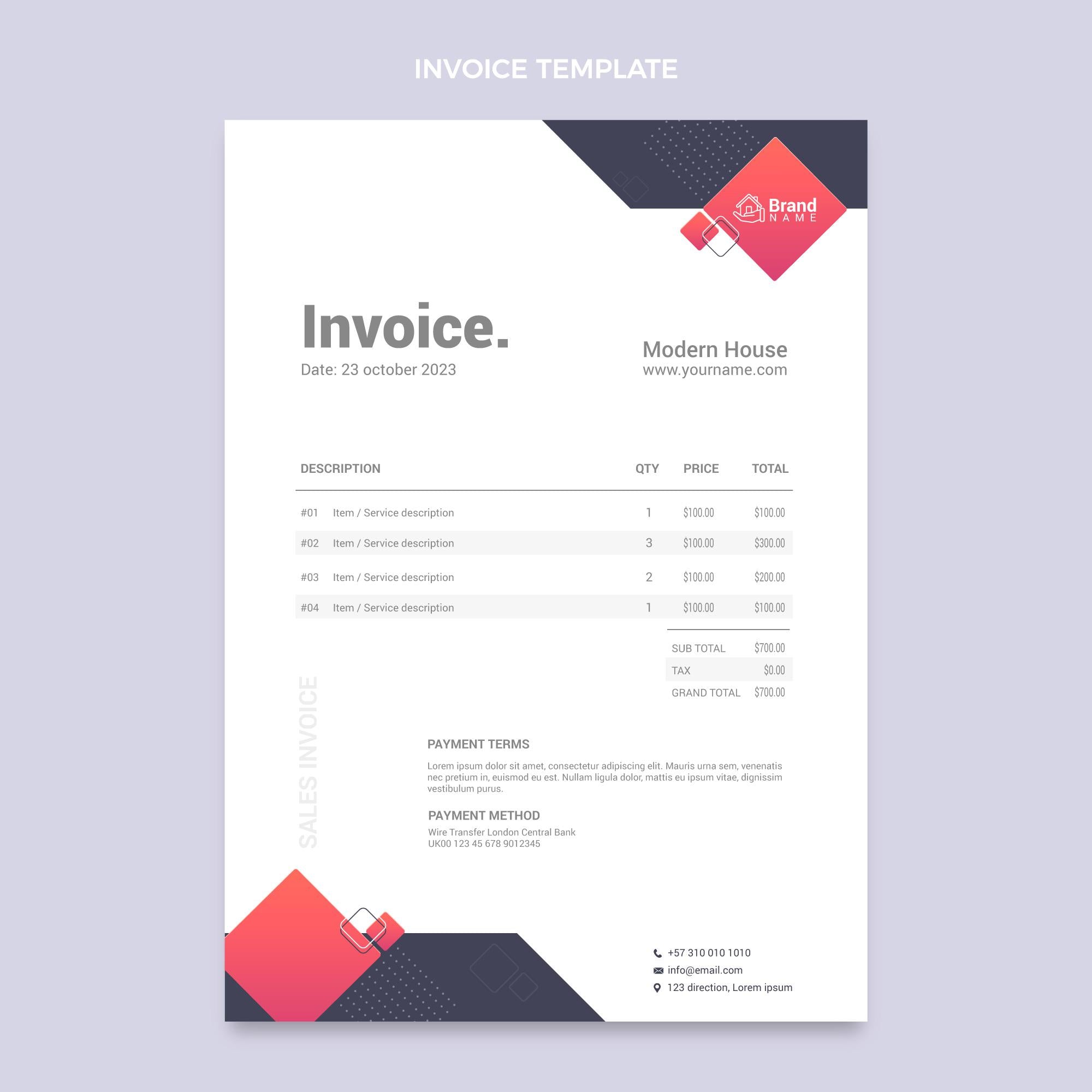 MG Invoice Template V1 for Excel